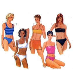 6033 KNIT BANDEAU/HLTR TOP,LO RISE BRIEF,MINI SKIRT PATTERN 8-12